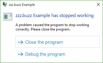 A problem caused the program to stop working correctly. Please close the program.