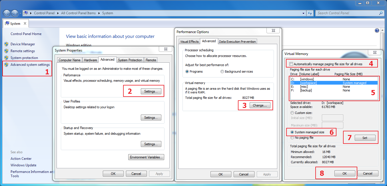 Change virtual memory