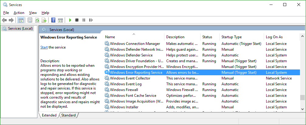 microsoft application error reporting install