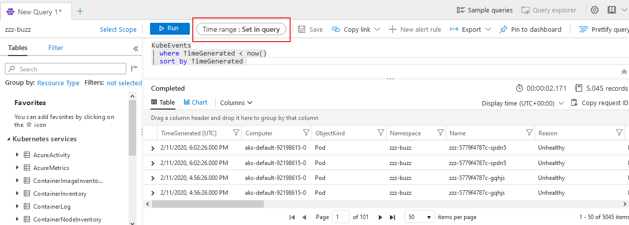 Azure Monitor Log Query Editor